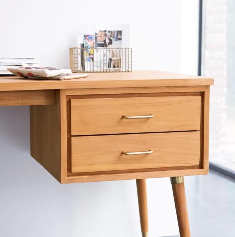 Tikamoon Kort Solid Wood Desk with Drawers