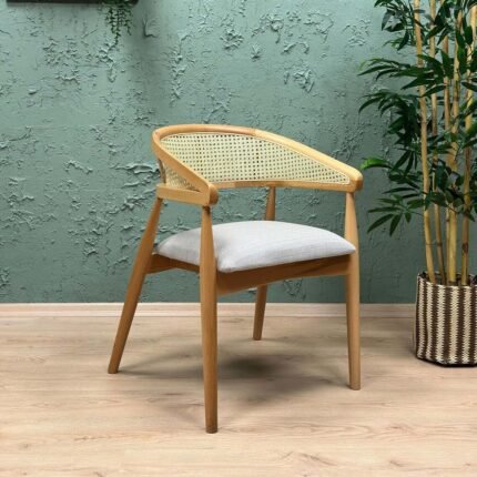 Round Back Scandinavian Rattan Dining Chair