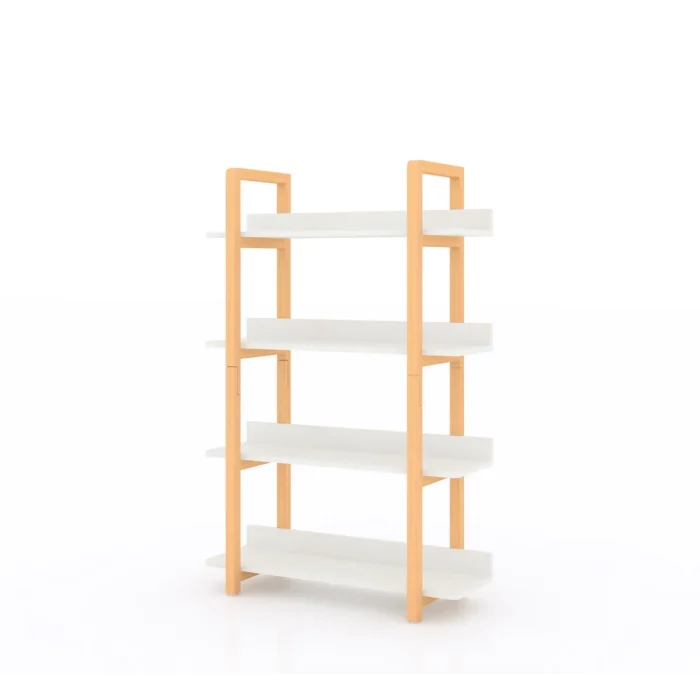 4 Tier Bookshelf in Solid Wood Frame