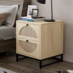 Side Table With Rattan Element Drawers