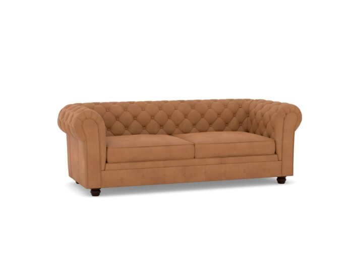 Chesterfield 3 seater leather sofa.