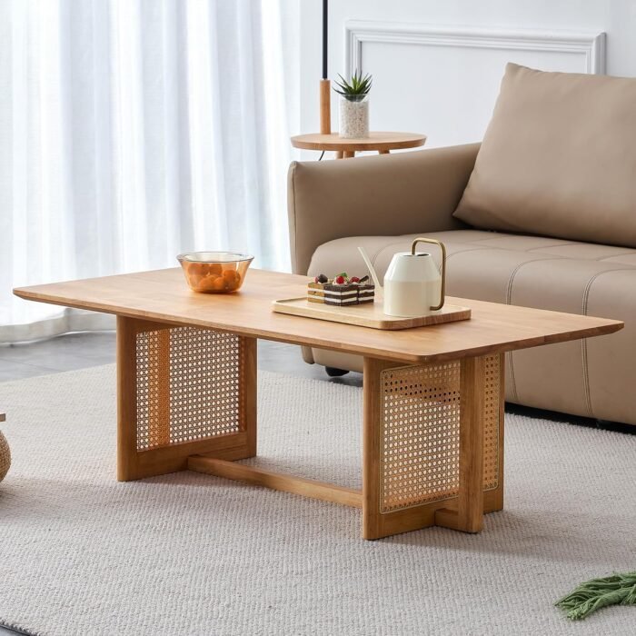 Scandinavian Center Table With Rattan